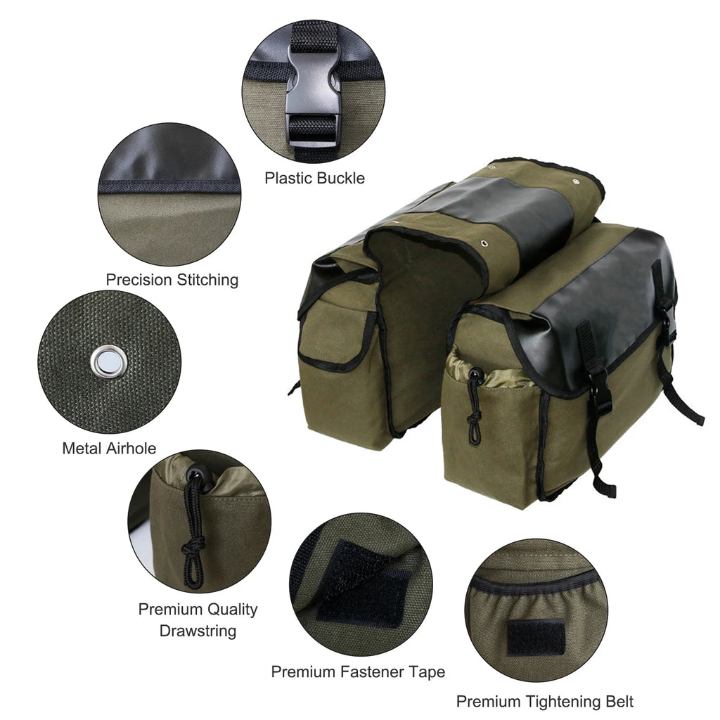 Large Capacity Canvas Waterproof Motorcycle Saddle Bag S499