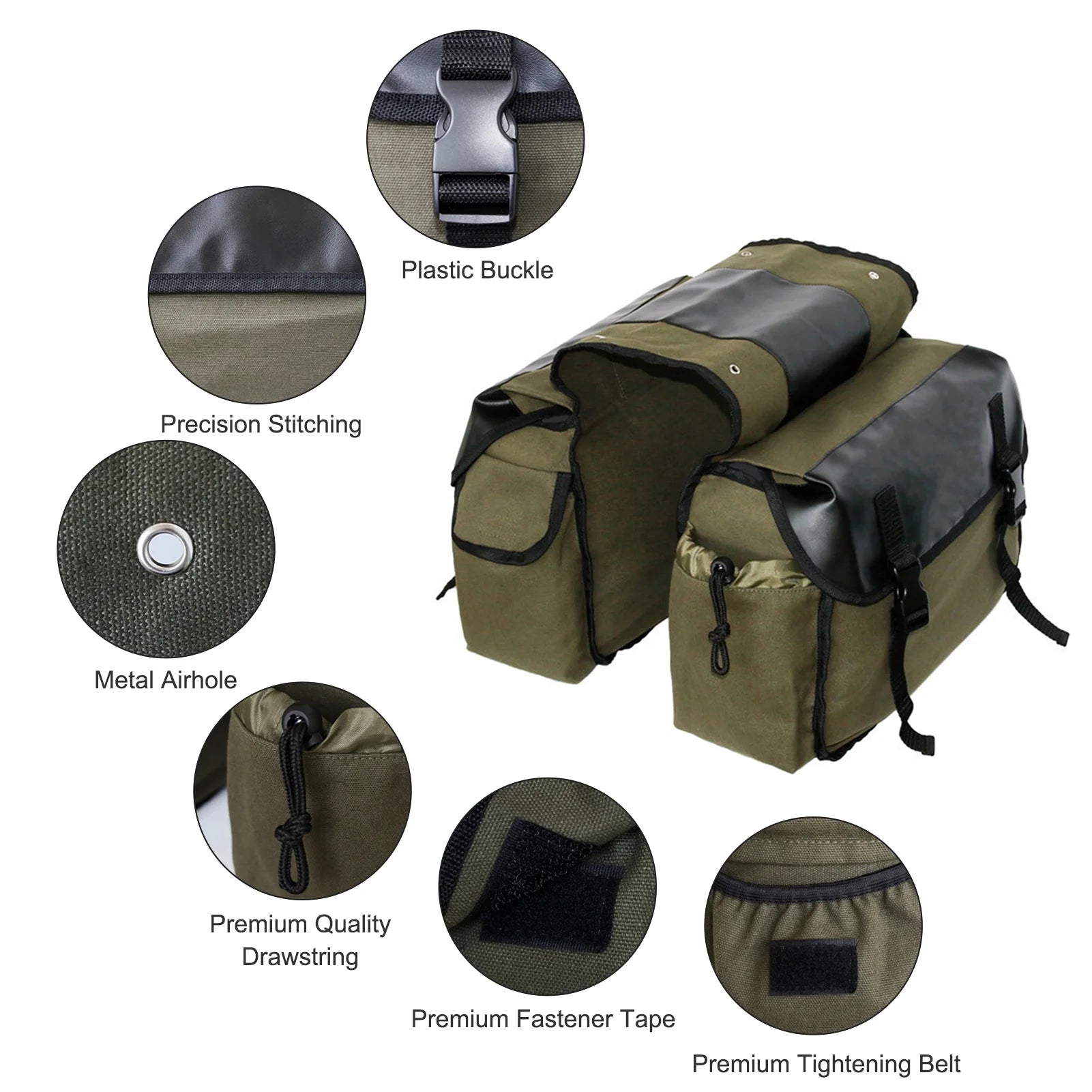 Large Capacity Canvas Waterproof Motorcycle Saddle Bag S499