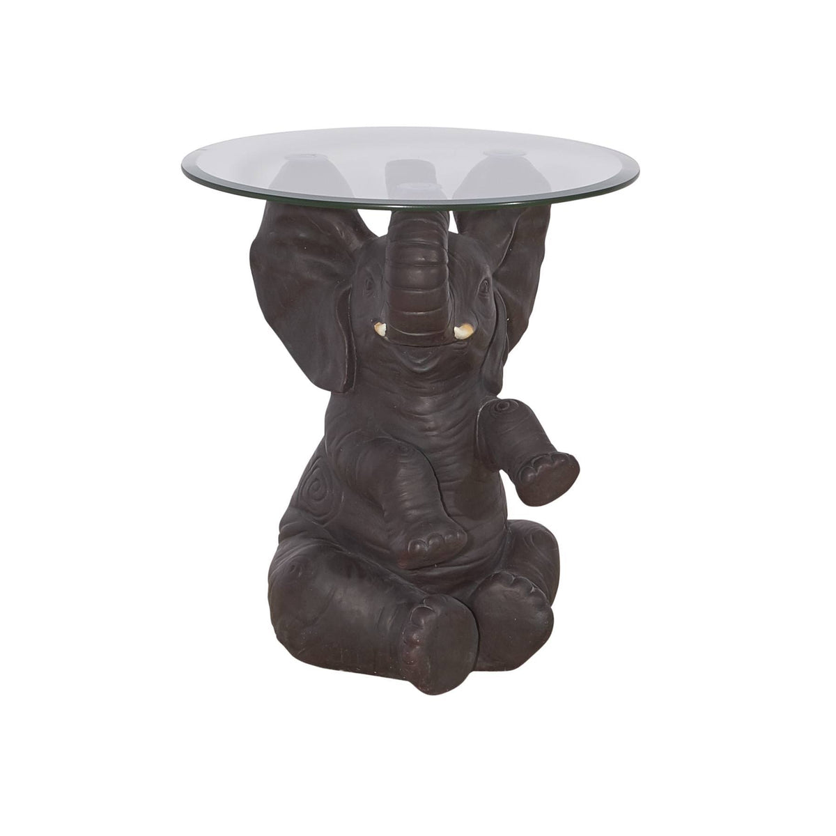 Black Resin and Glass Elephant Accent Table M5581