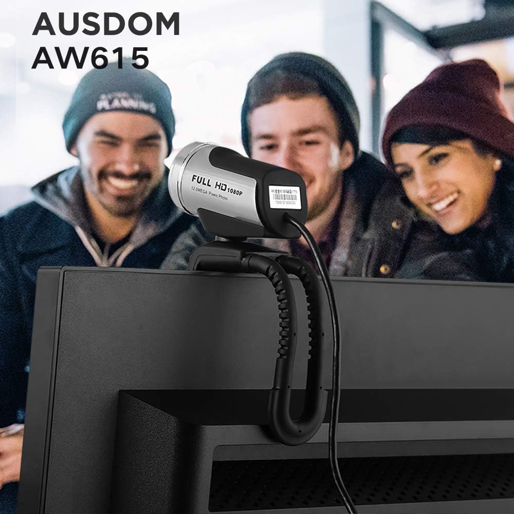 Full HD 1080P Wide Angle Webcam with Anti-Distortion, 90-Degree FOV, Pack of 2 V372
