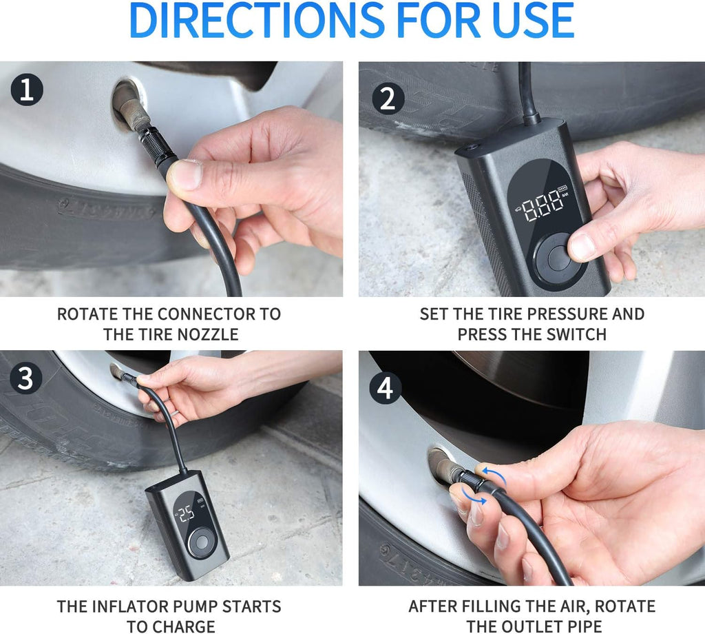 Portable 150PSI Cordless Tire Inflator Air Pump with LCD Digital Pressure Gauge, Pack of 2 H646