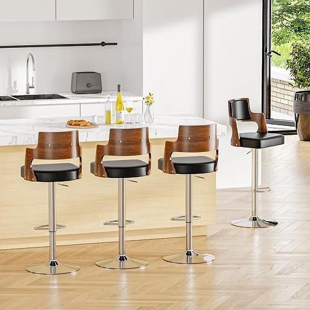 Brown PU Leather Adjustable Swivel Counter Height Stool Set of 2 B7778
