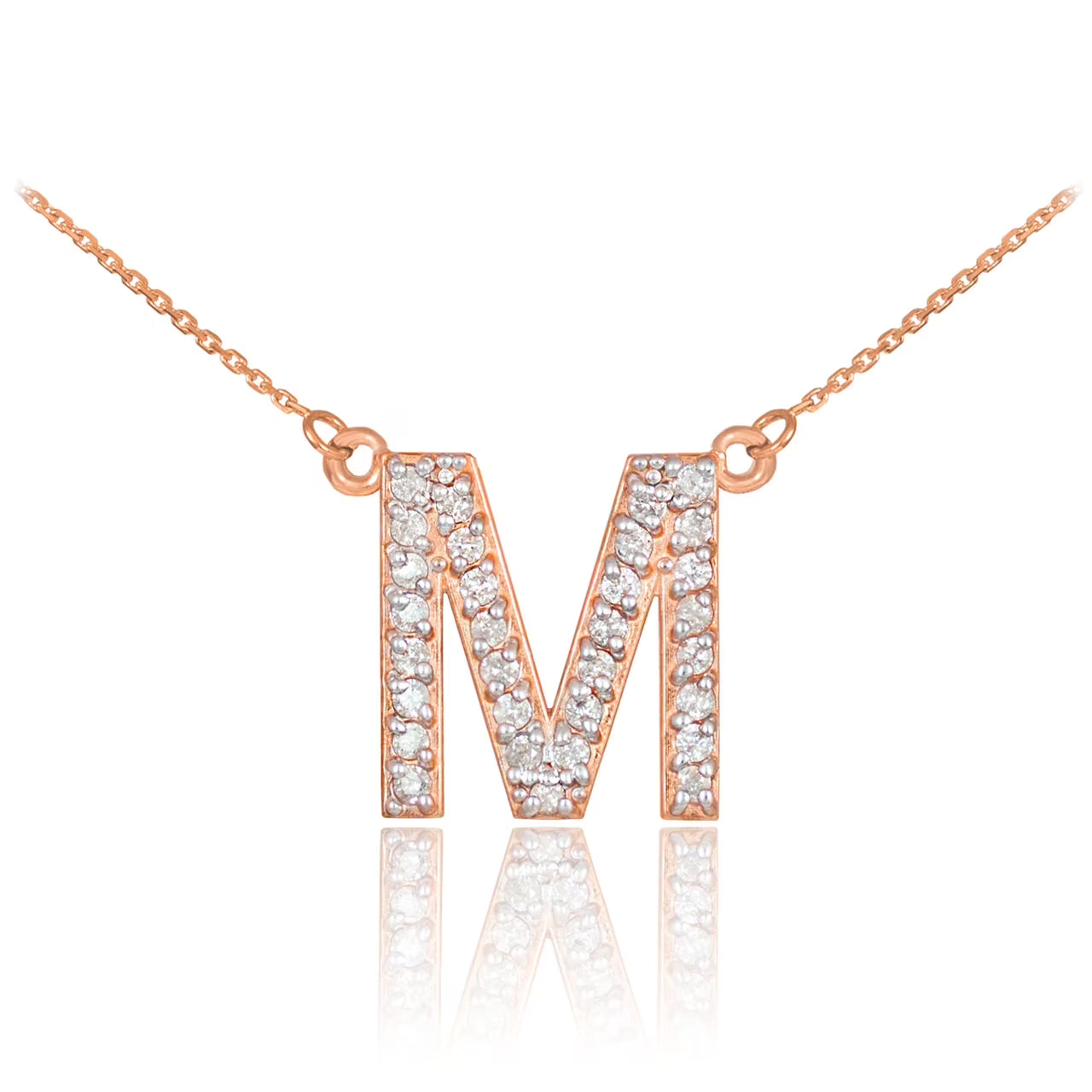 14K Rose Gold Diamond Initial Monogram Necklace, 20" T48362