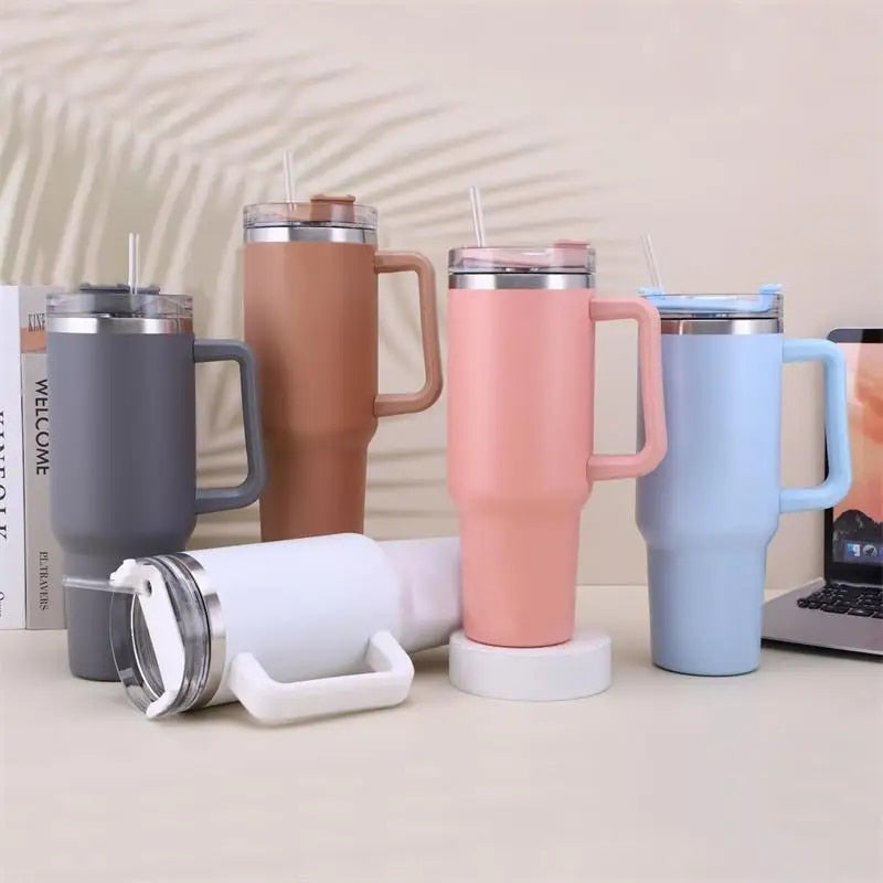 40oz Stainless Steel Insulation Cup With Handle Light Pink J5091