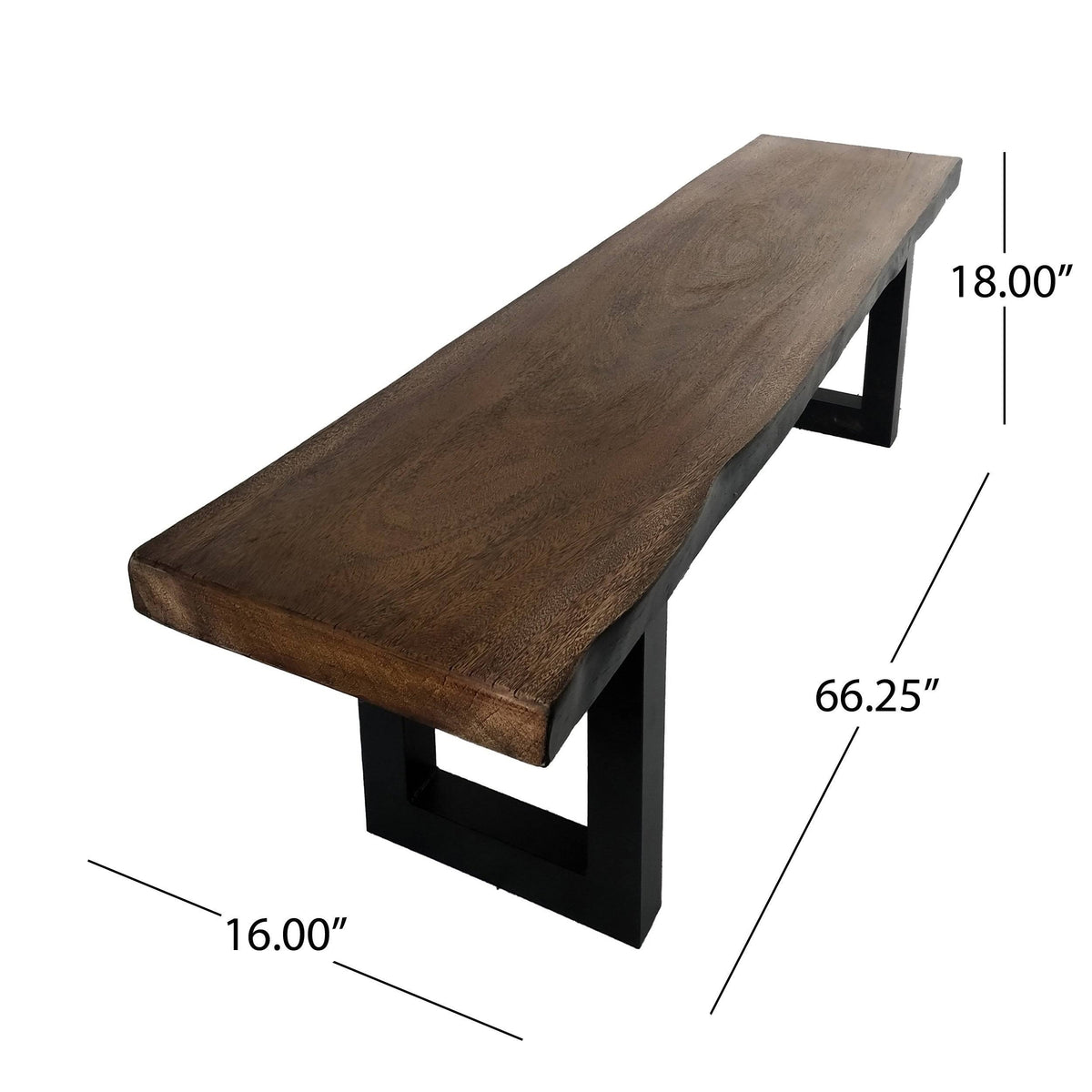 Teak Concrete Faux Live Edge Patio Dining Bench R907720