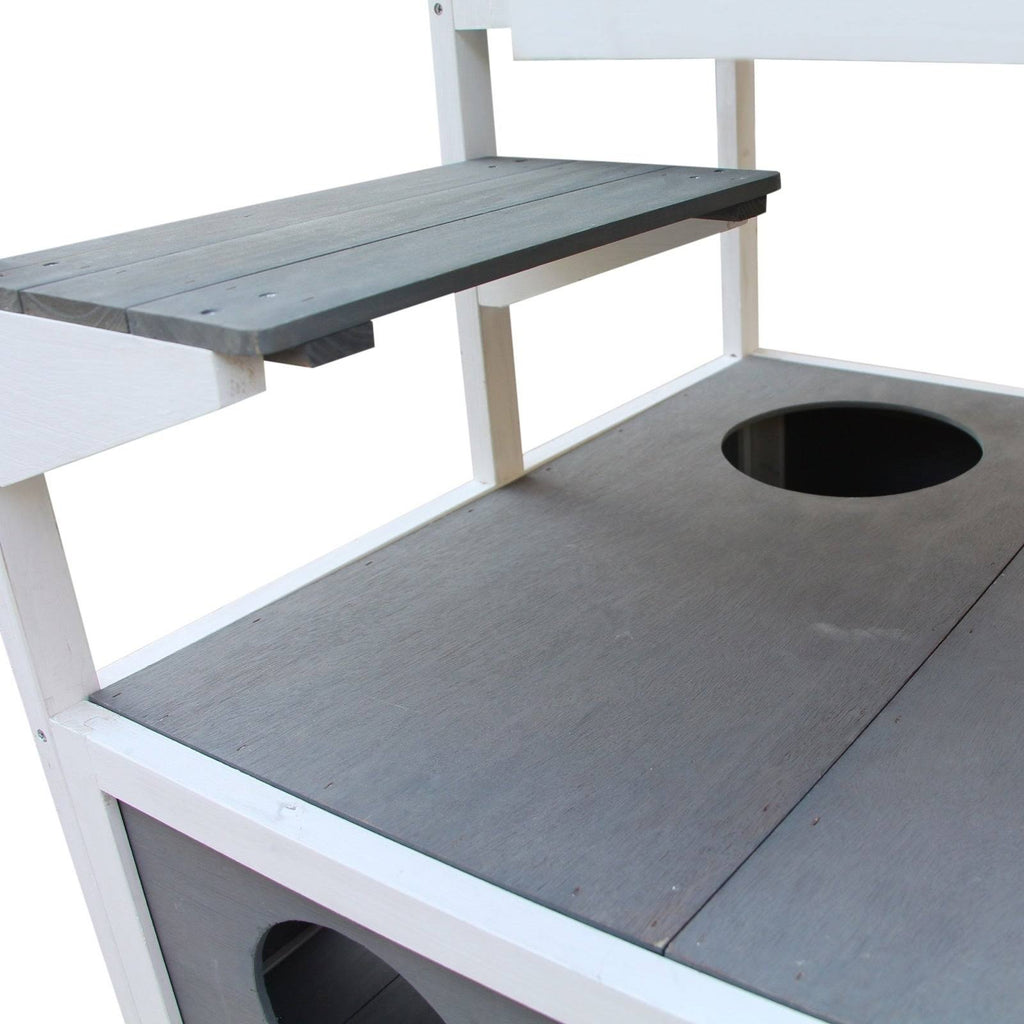Gray Solid Wood Cat Condo with Litter Box Space J8661