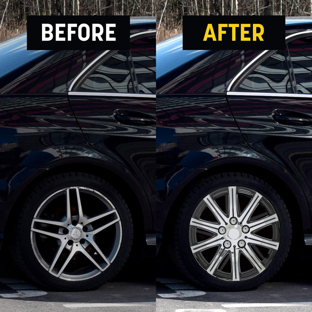 Black and Silver 10-Spoke 15 Inch Wheel Covers Set of 4 G5734