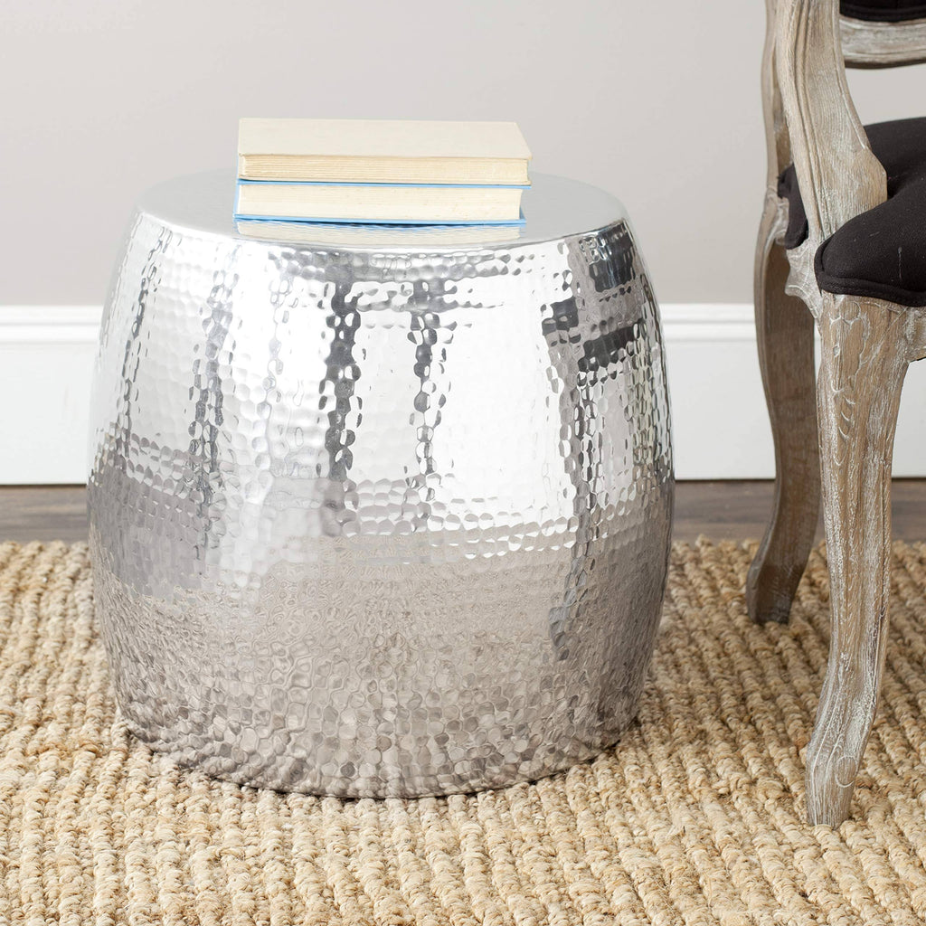 Silver Round Hammered Stool H327