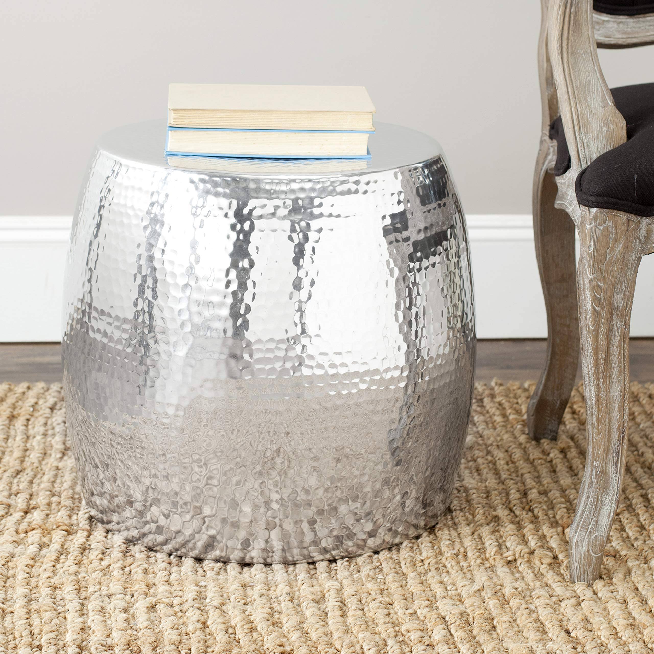 Silver Round Hammered Stool H327
