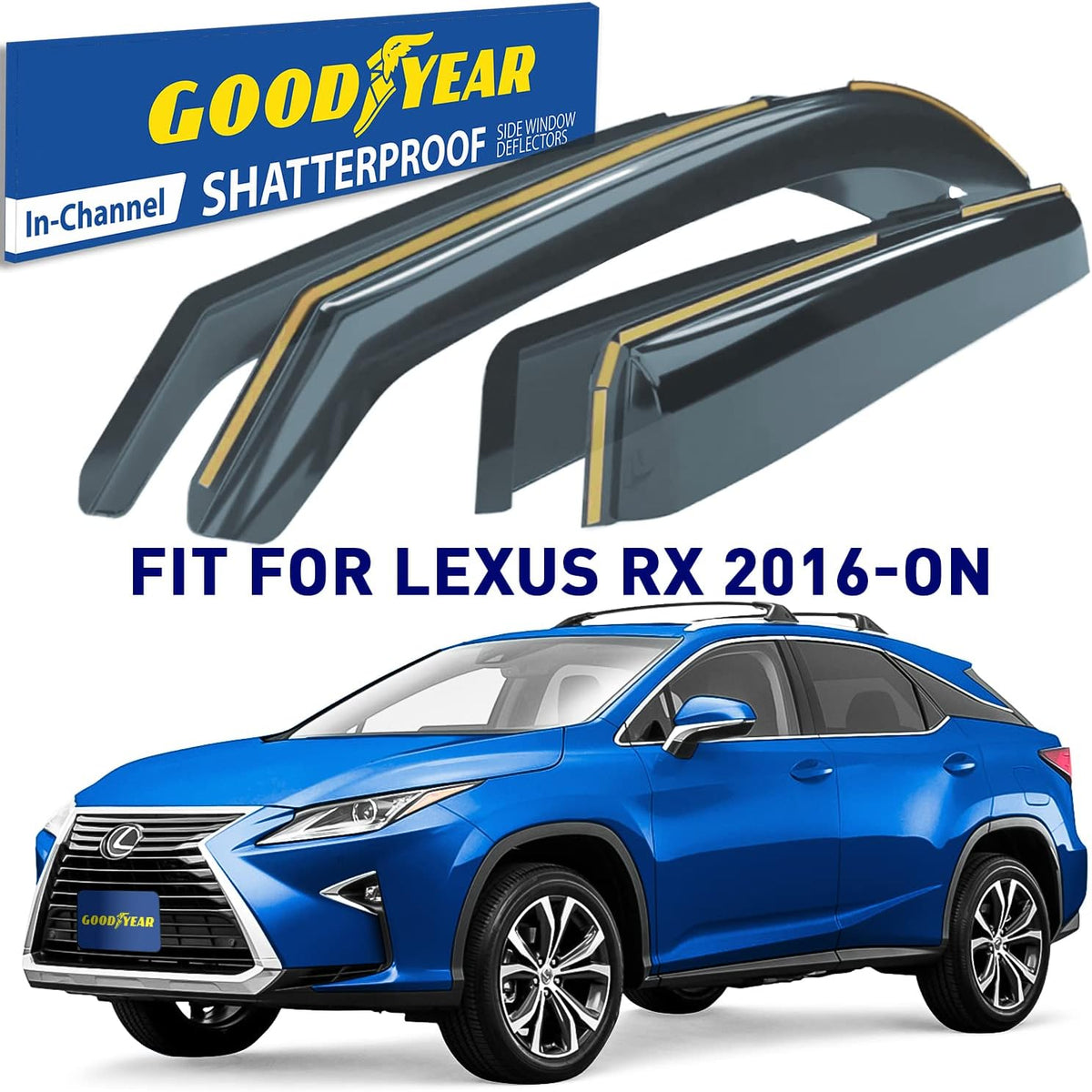 4 pcs Shatterproof in-Channel Window Deflectors for Lexus RX 2016-2022 B821137