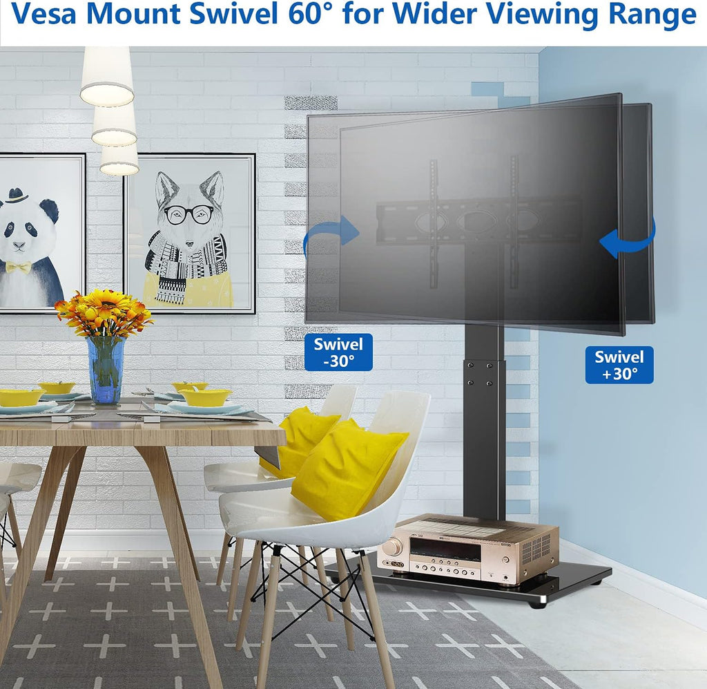 Black Swivel Floor TV Stand for 32-65 inch TVs, VESA 600x400mm U3696