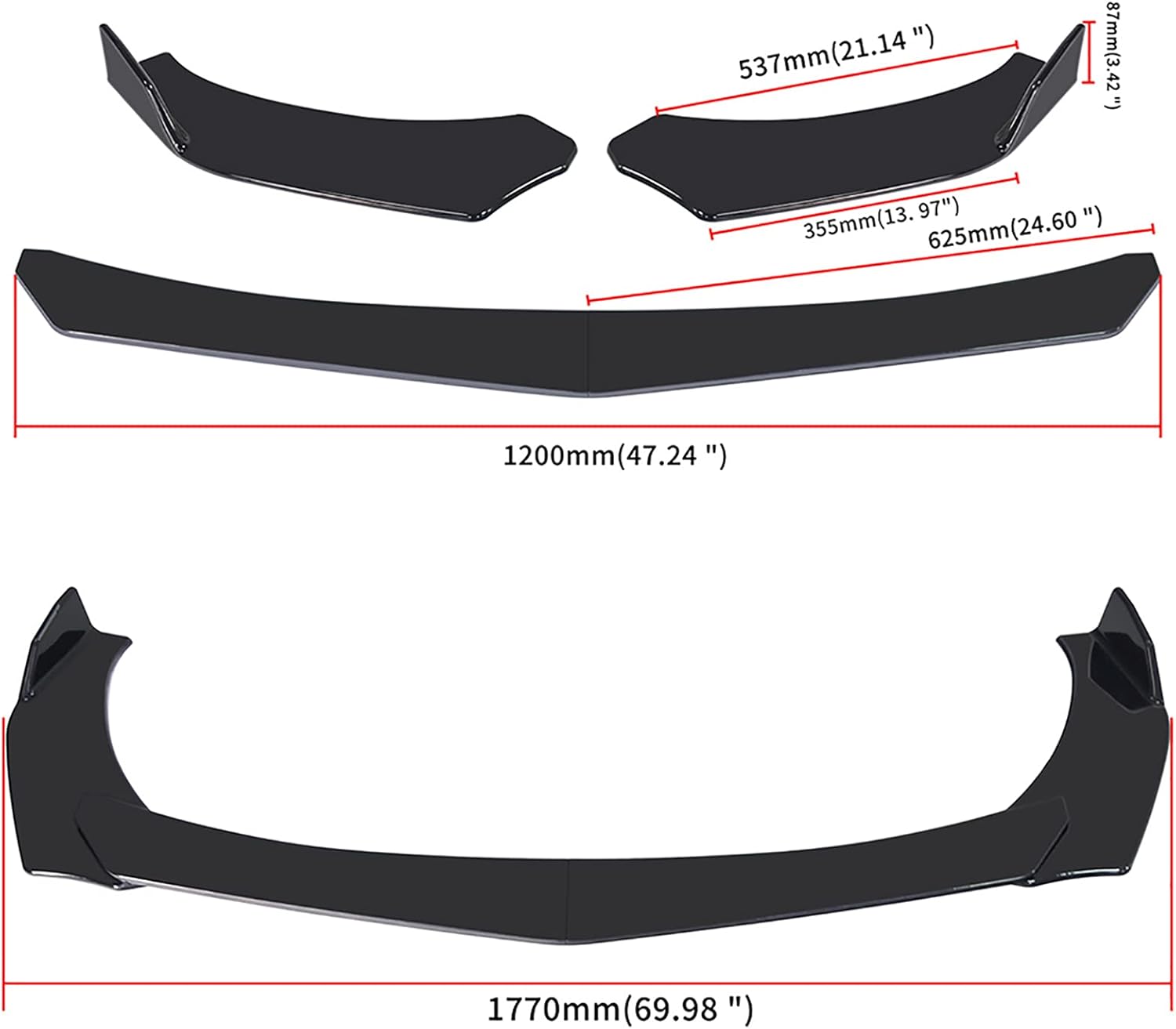 Universal Front Bumper Lip Chin Spoiler PP Pack of 2 H84313