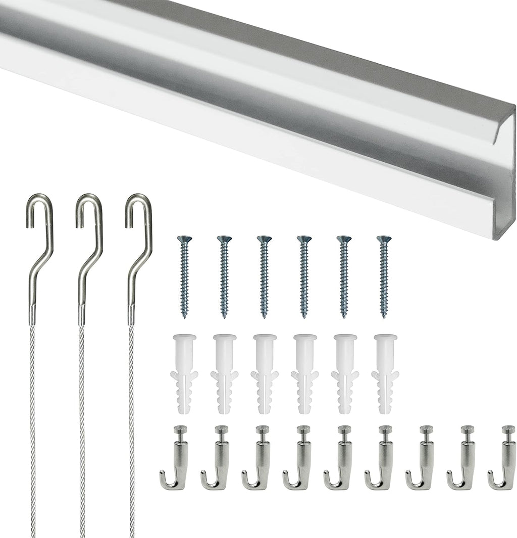 79 Inch Steel Track Kit with Picture Hooks and Hardware Q2586