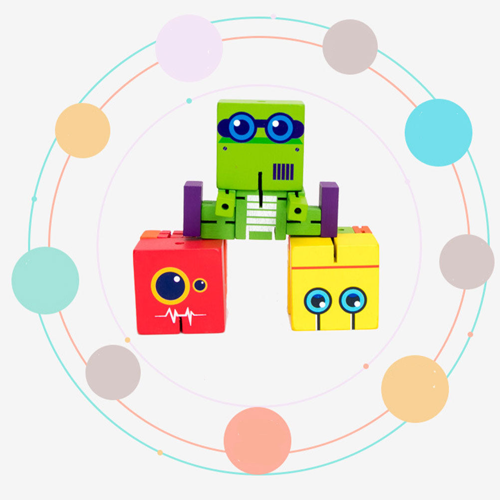 Red Wooden Robot Puzzle Toy C393726