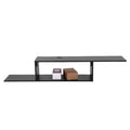 Asymmetrical Floating Wall Mounted TV Console 60 Inches MDF Black Q61204