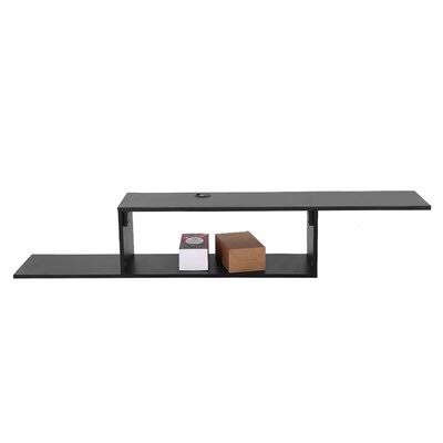 Asymmetrical Floating Wall Mounted TV Console 60 Inches MDF Black Q61204
