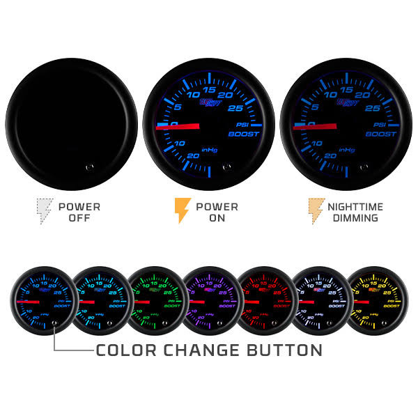 Tinted 7 Color 30 PSI Fuel Pressure Gauge N9937
