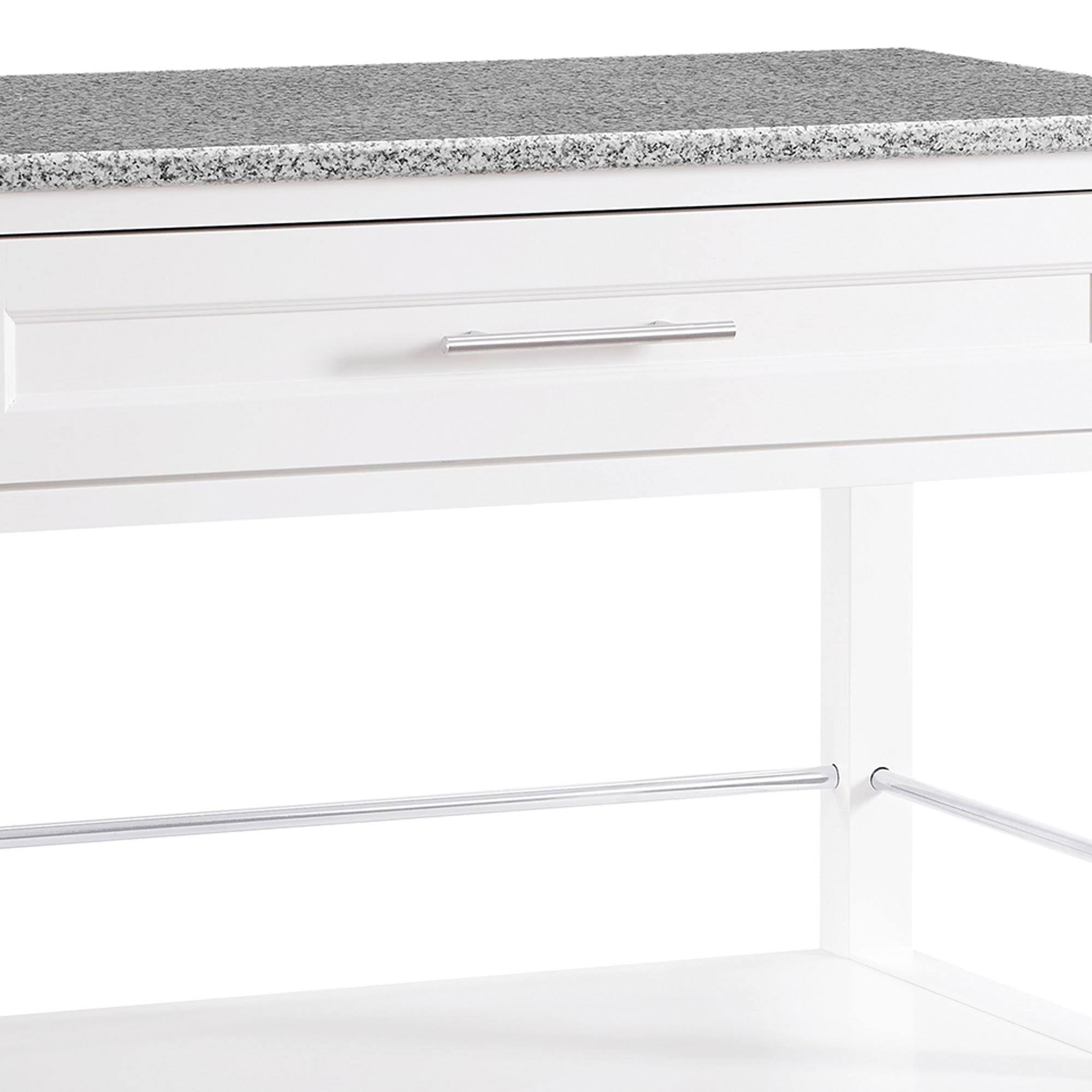 White Wooden Kitchen Cart with Granite Inlaid Top H958