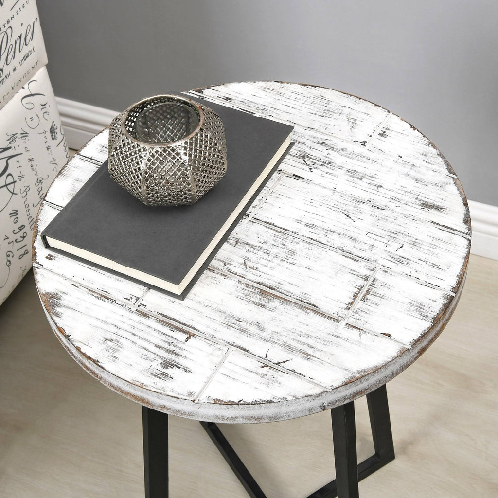 White Farmhouse Shiplap Table, Wood, 16 x 16 x 22 in O642189
