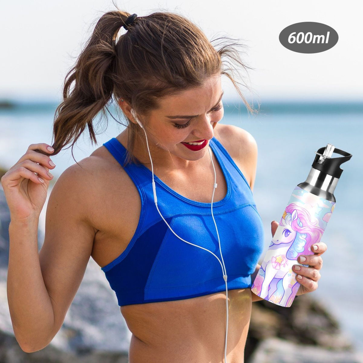 Unicorn Rainbow Stainless Steel Insulated Water Bottle with Straw Lid I767