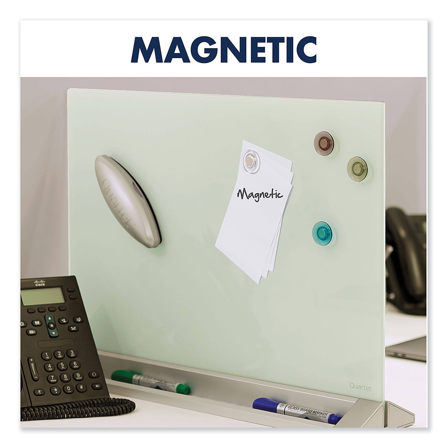 Whiteboard Desktop 17.01 in x 22.99 in Glass Magnetic Double-Sided X687278