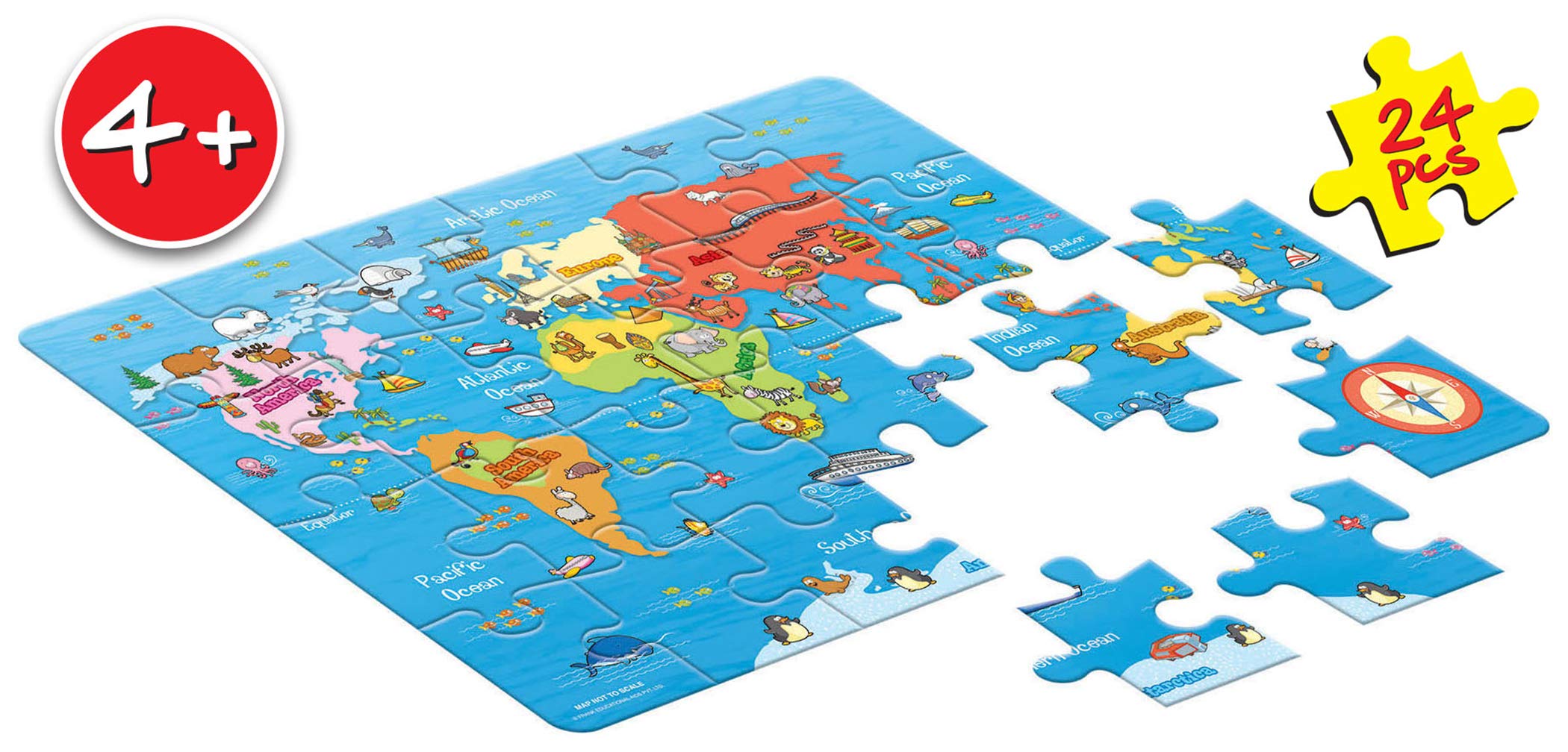 World Map Puzzle 24 Pieces Jigsaw Puzzle For Kids Age 4 Years Old And Above R788
