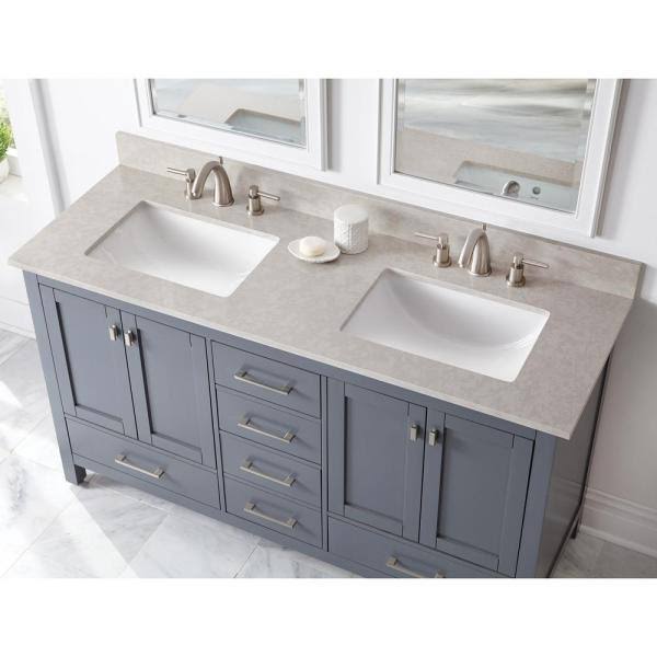Engineered Marble Vanity Top with White Double Trough Sink X6168