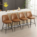 Brown Faux Leather Swivel Counter Height Bar Stools Set of 4 T94677