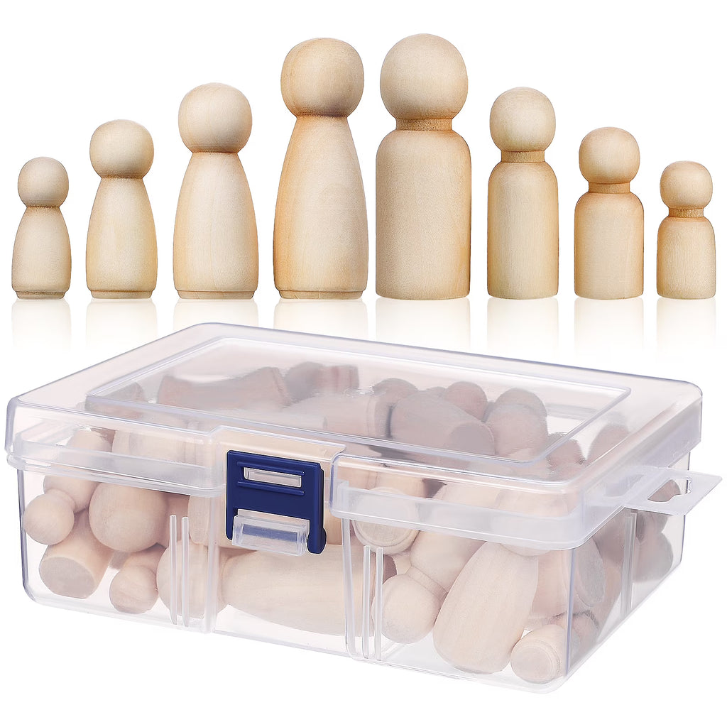 50 Pcs Wooden Peg Dolls Blank Craft Painting E280