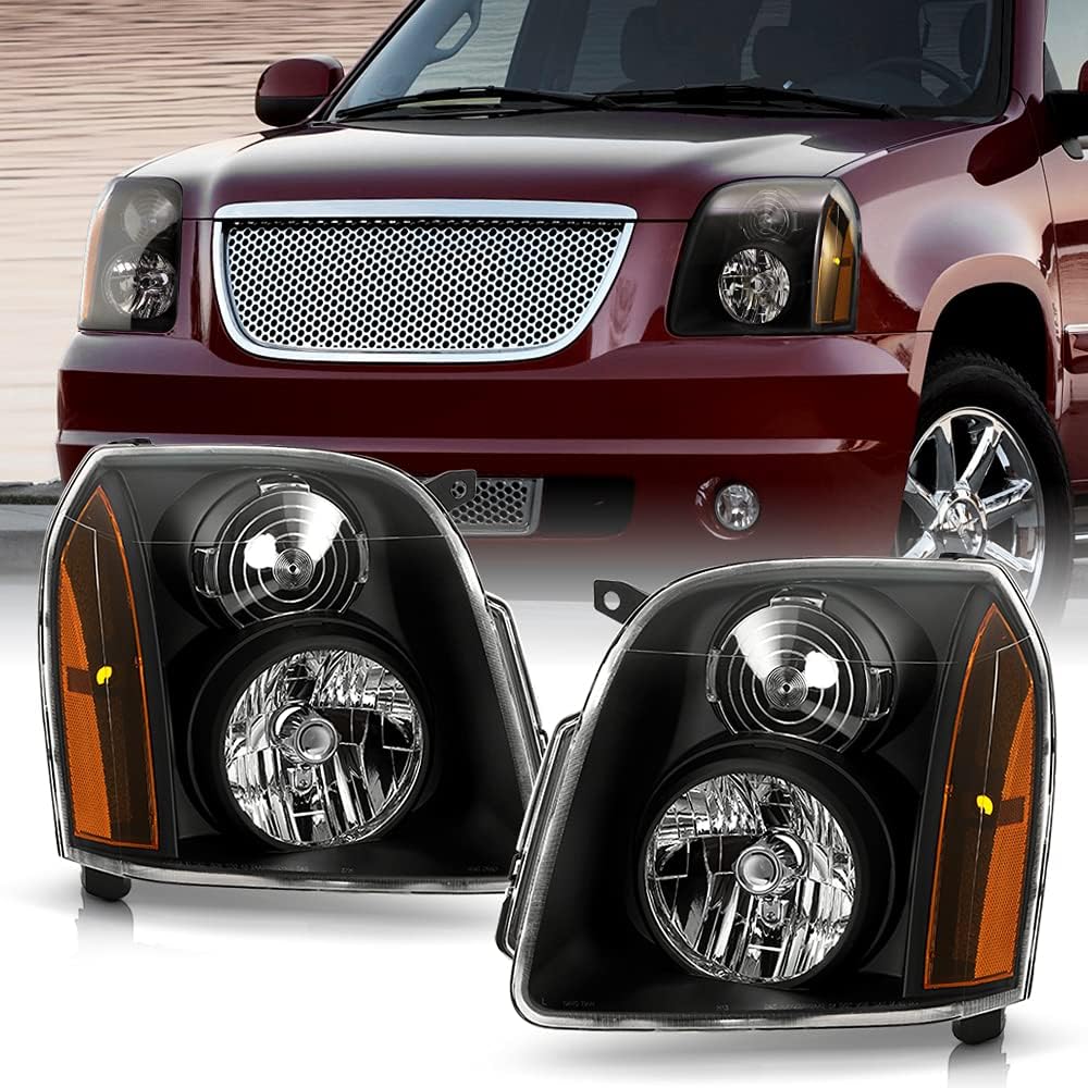 Black Headlights Headlamp Assembly Pair Set G2298