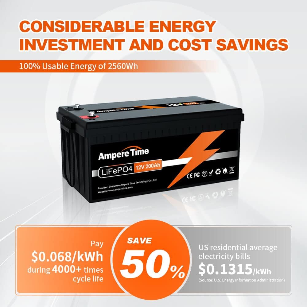 12V 200Ah LiFePO4 Battery with 14.6V 20A Charger, 100A BMS X6763
