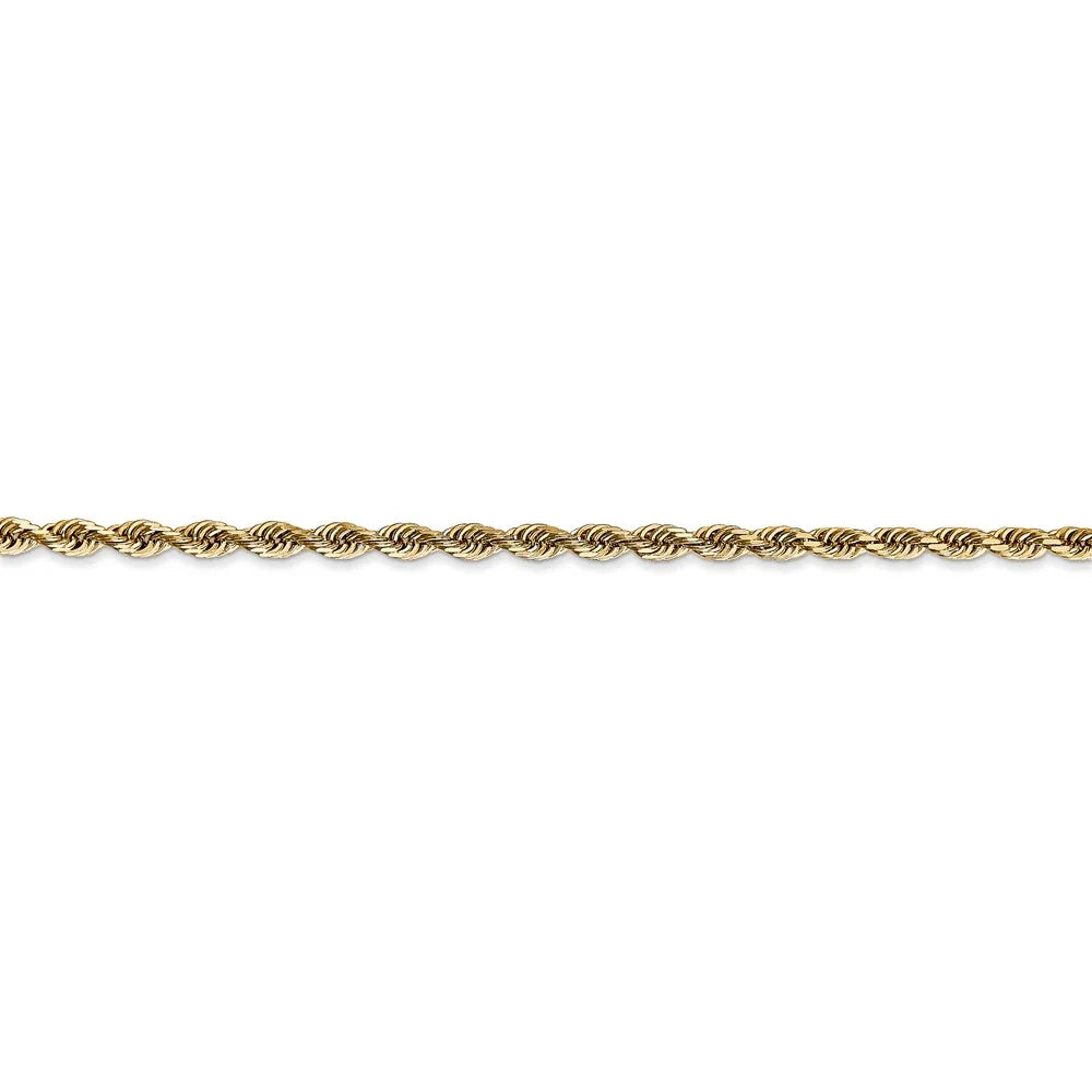 14kt Yellow Gold Diamond Cut Rope Chain 22 inch Lobster Clasp Q312