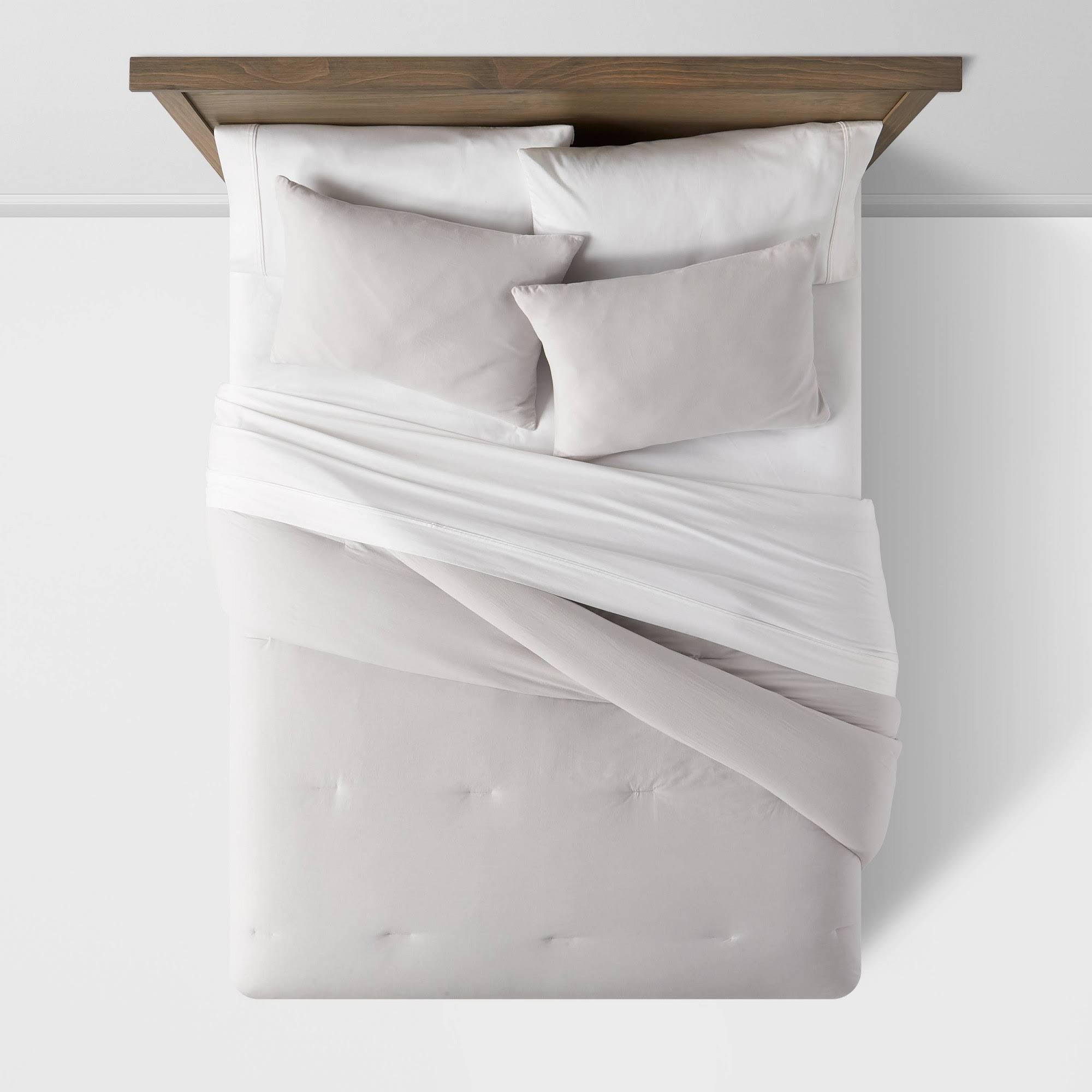 Light Gray Cotton Sateen Comforter & Sham Set Q633890