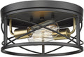 12 Inch 2-Light Farmhouse Flush Mount Ceiling Light Fixture in Matte Black and Brushed Brass C576685