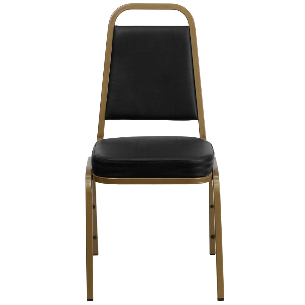 Black Vinyl Stacking Banquet Chair with Gold Frame I142929