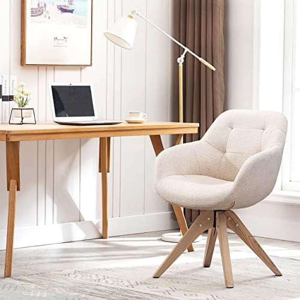 Light Grey Fabric Swivel Armchair with Black Oak Wood Legs M208