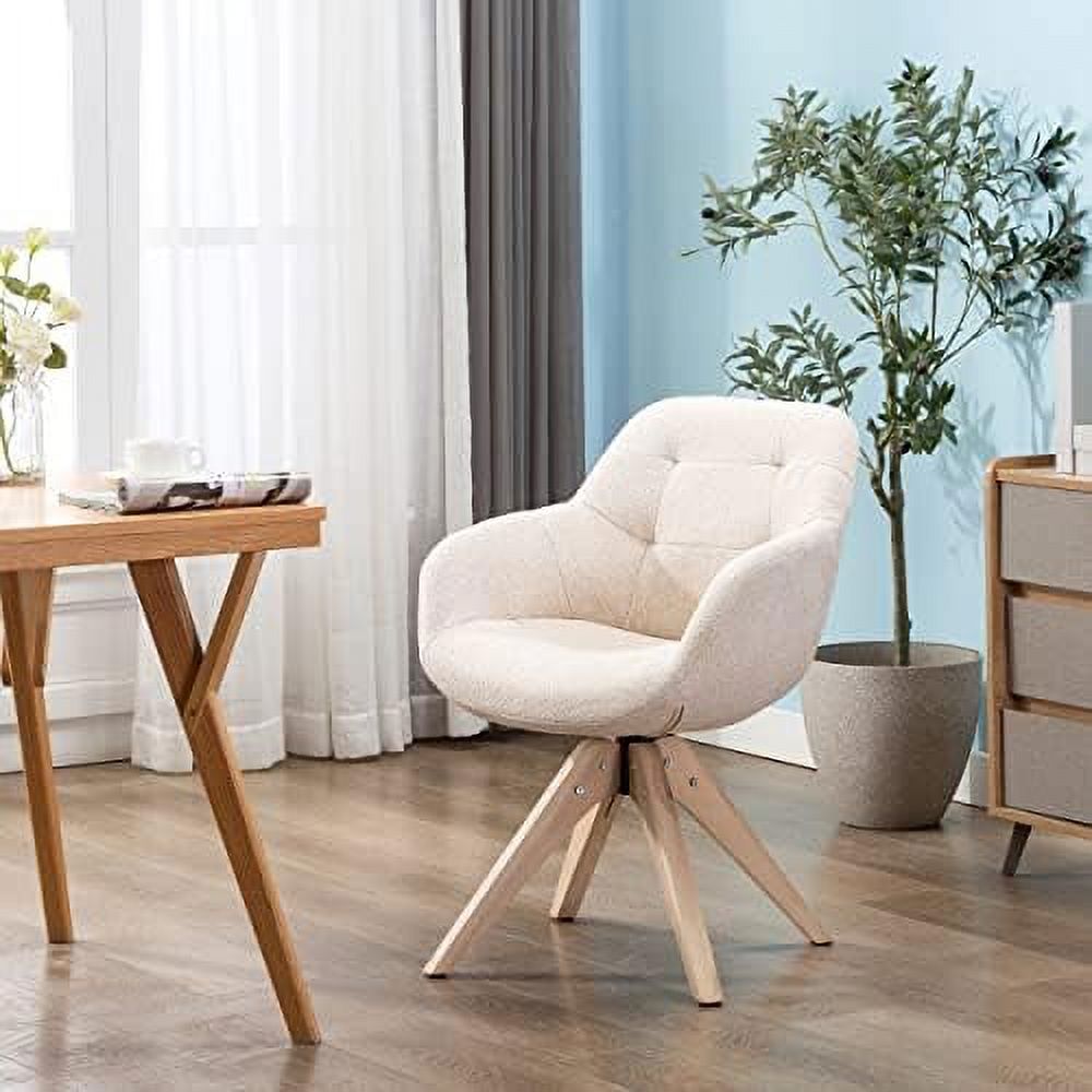Light Grey Fabric Swivel Armchair with Black Oak Wood Legs M208