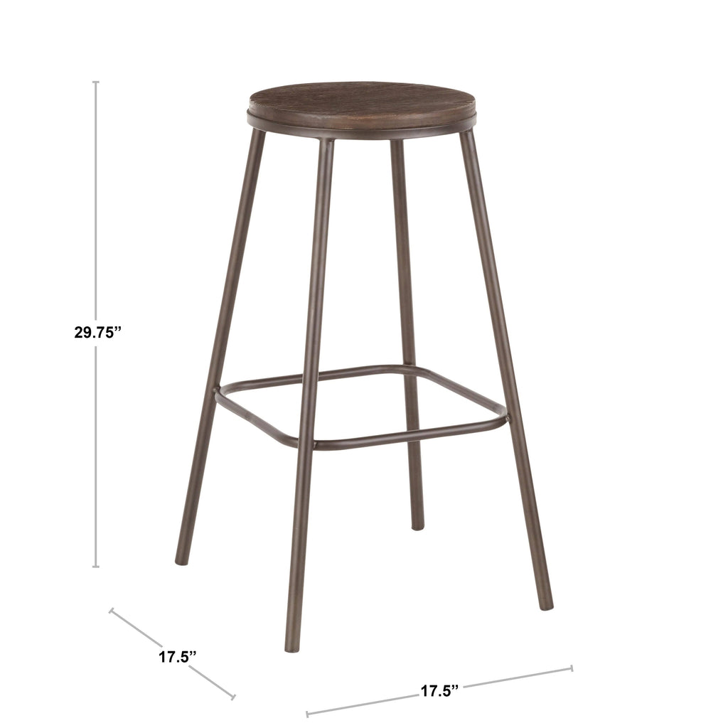 Industrial Round Bar Stool (Set of 2) Vintage White/Espresso V82799