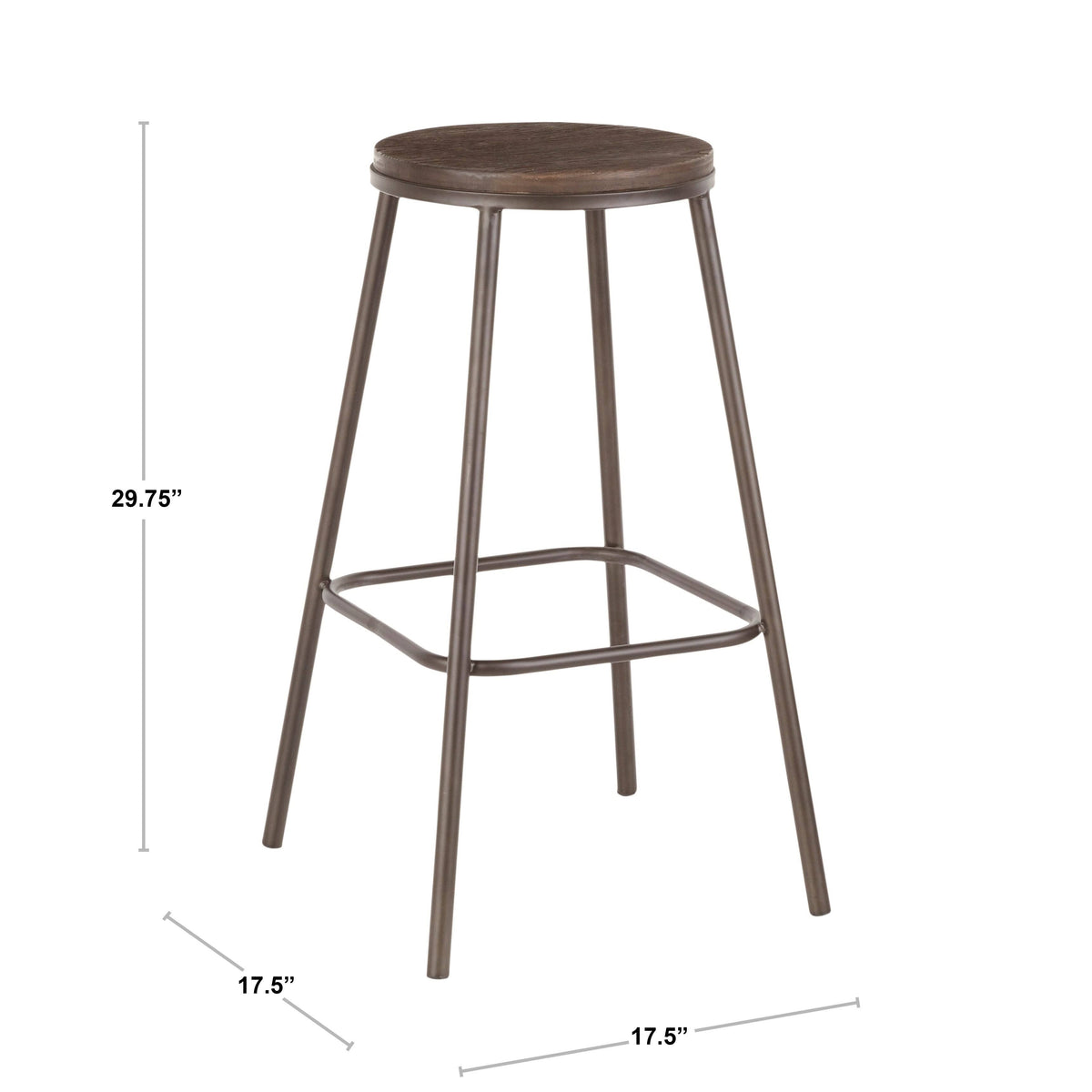 Industrial Round Bar Stool (Set of 2) Vintage White/Espresso V82799