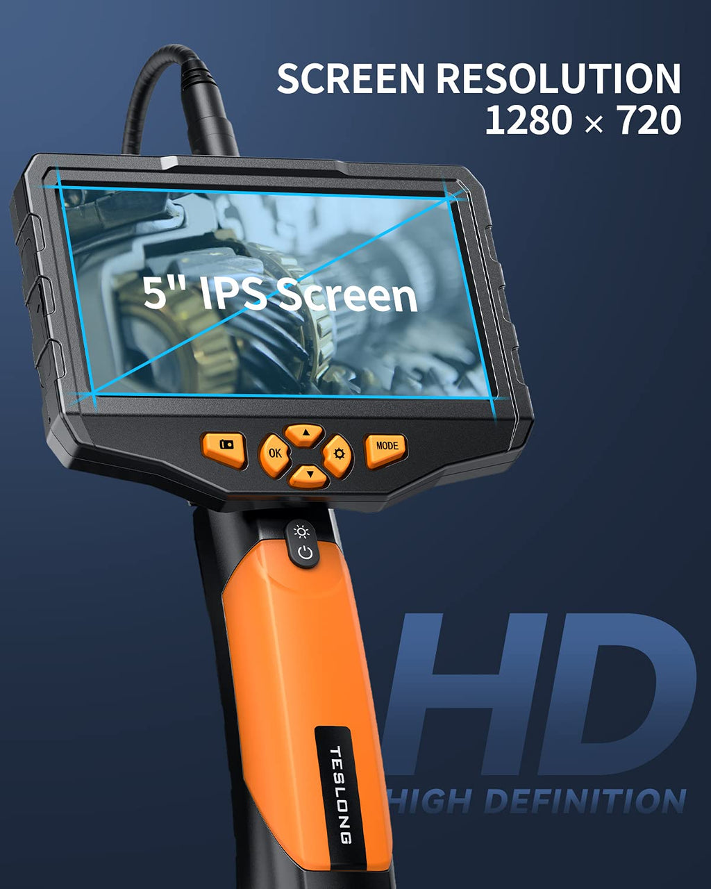 16.4ft Waterproof Flexible Borescope Inspection Camera with Light I44413