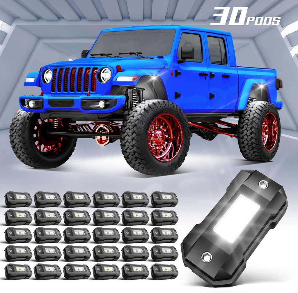 White 30 Pods Waterproof LED Rock Lights L5072