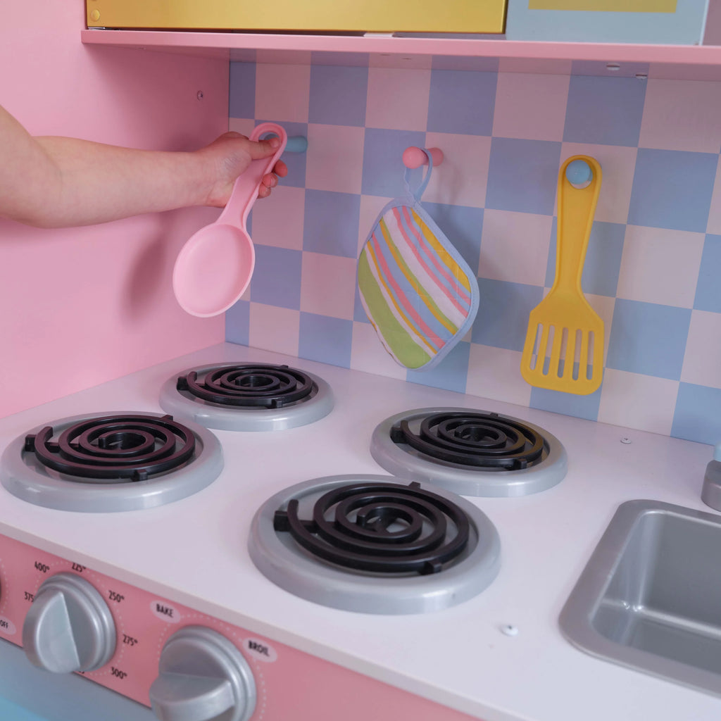 Pastel Wooden Play Kitchen with Play Phone Z1000