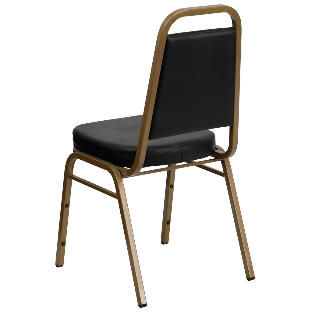 Black Vinyl Stacking Banquet Chair with Gold Frame I142929