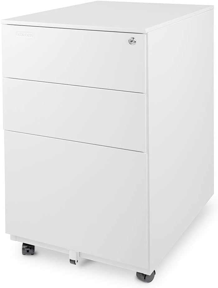 White 2-Drawer Metal Mobile File Cabinet with Lock S974010