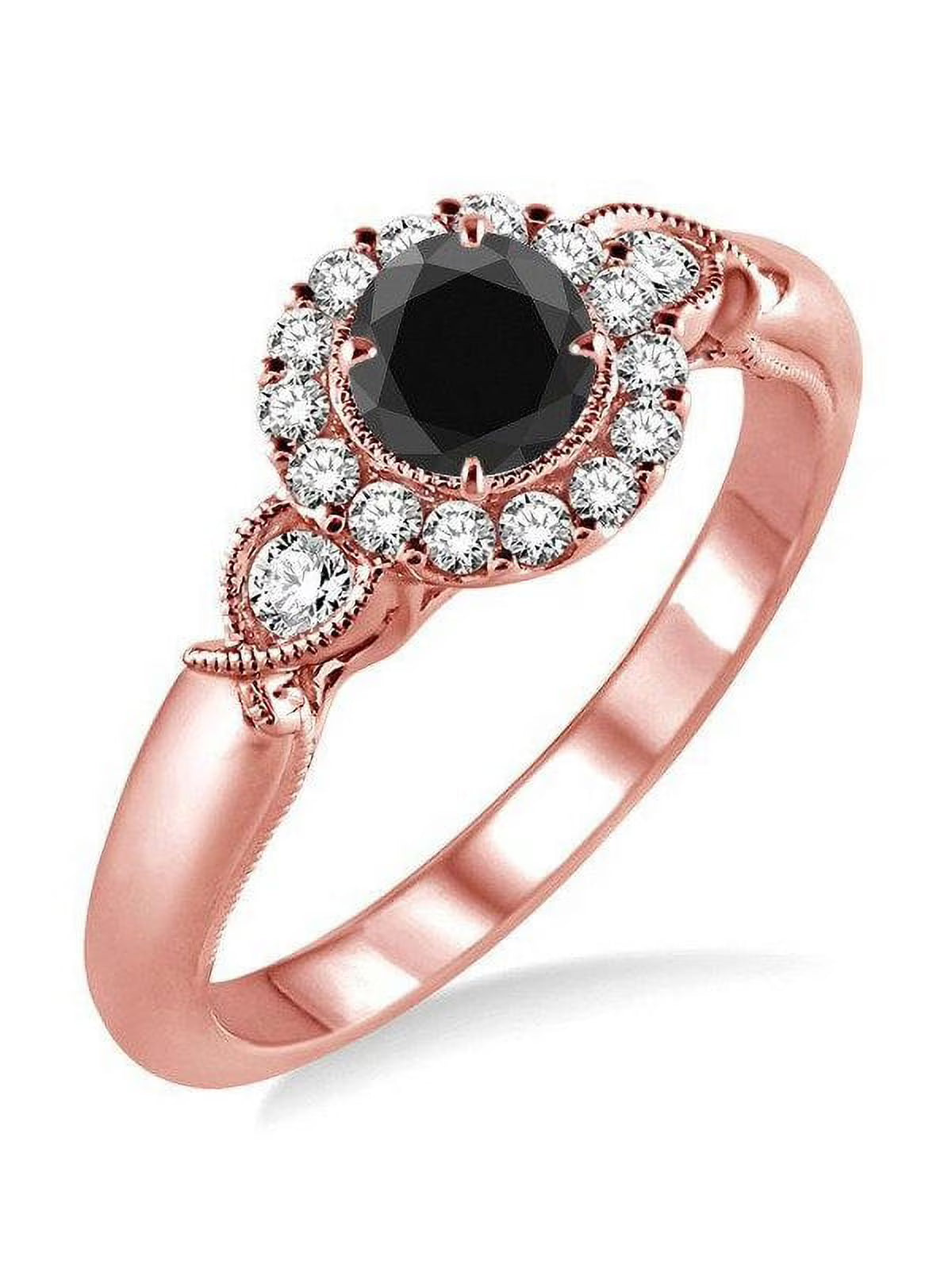 Black Diamond Engagement Ring in 14k Rose Gold H239