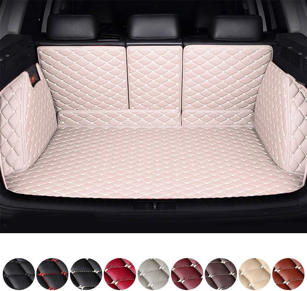 Black & Beige Waterproof Non-Slip Leather Trunk Mat Pack of 2 E841179