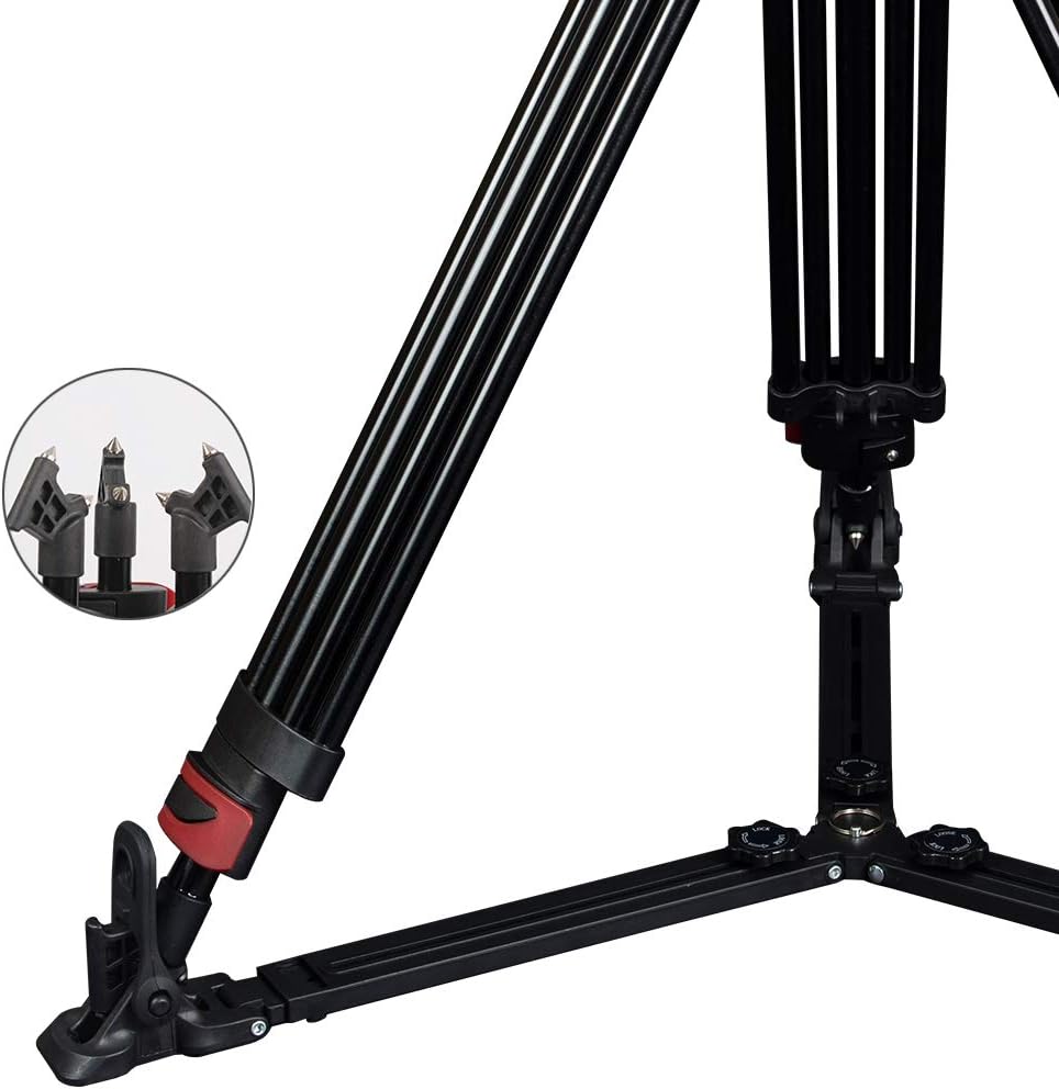 Heavy Duty Aluminum Fluid Head Video Tripod with Ground Spreader Q9196
