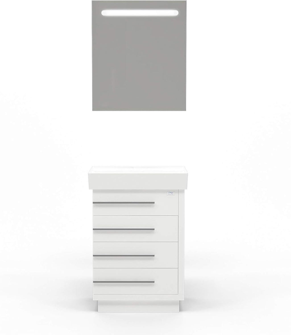 24 Inch Single Sink Bathroom Vanity Wood Soft Closing Drawers Ceramic Sink Combo Set Glossy Grey G8221