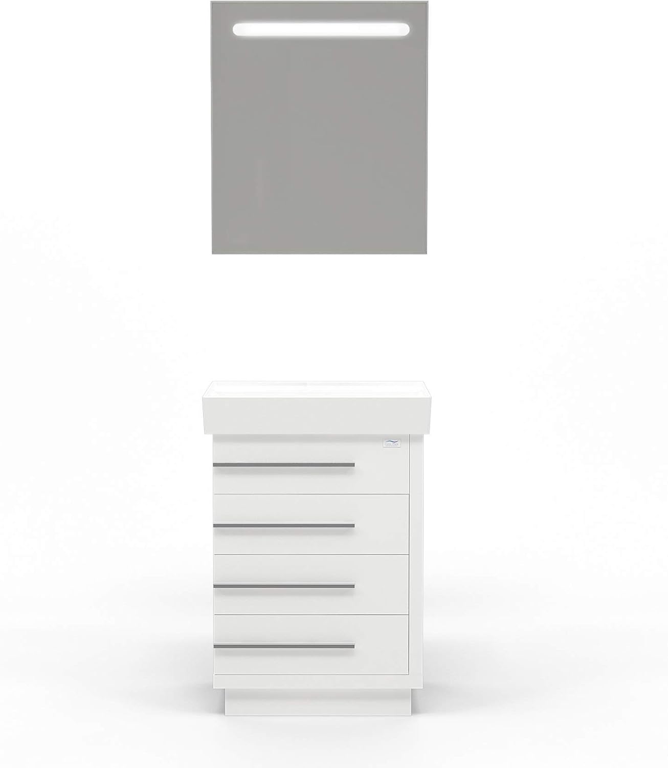 24 Inch Single Sink Bathroom Vanity Wood Soft Closing Drawers Ceramic Sink Combo Set Glossy Grey G8221