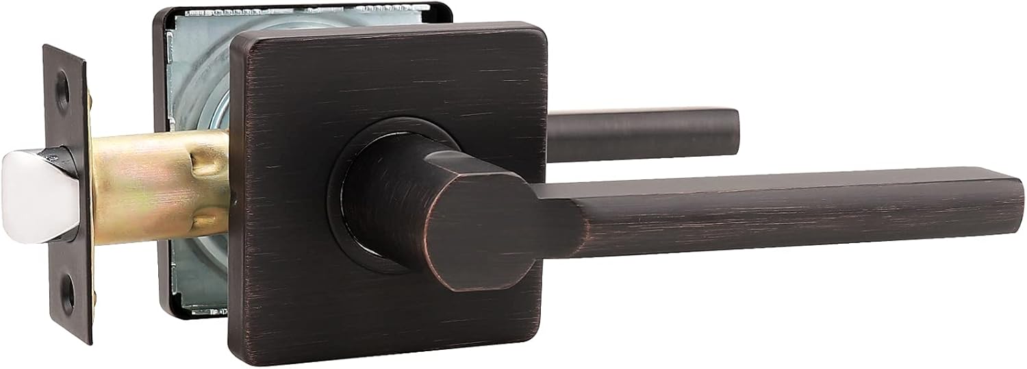 2 Pack Square Privacy Door Lever in Satin Nickel Y113